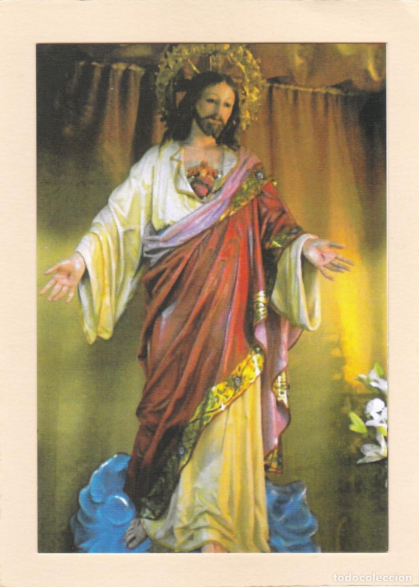 Postales: ESTAMPA IMAGEN SAGRADO CORAZON DE JESUS - ORACION (REVERSO) - TAMA&Ntilde;O POSTAL