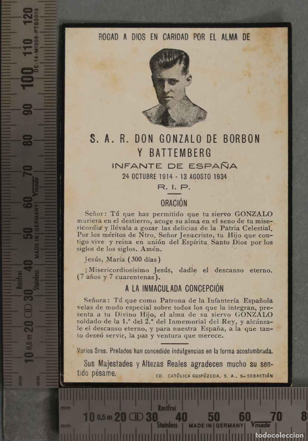 Postales: ESQUELA. S. A. R. DON. GONZALO DE BORBON Y BATTEMBERG