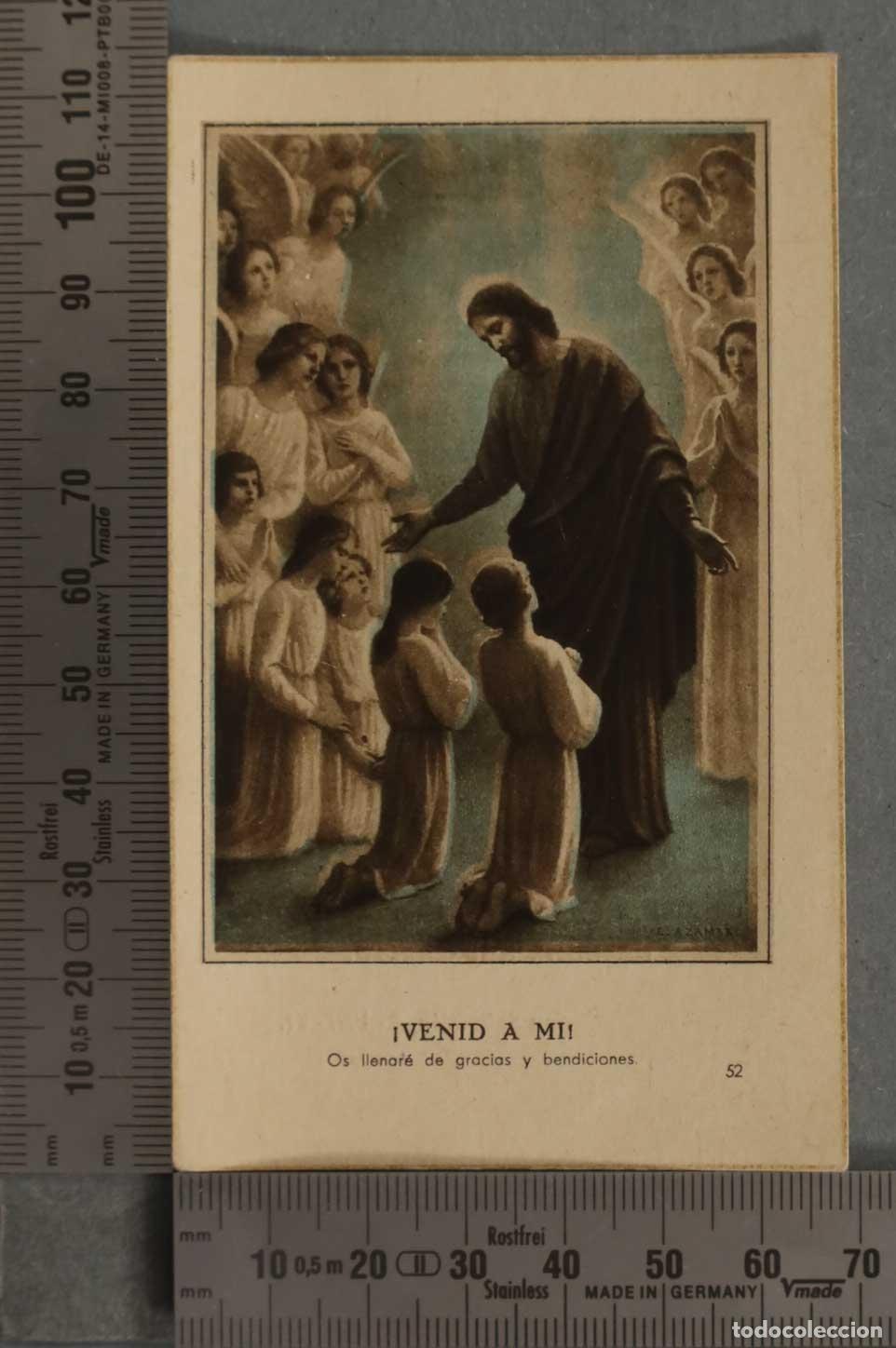 Postkarten: ESTAMPA. VENID &Agrave; MI Os llenar&eacute; de gracias y bendiciones. PRIMERA COMUNION SAN SEBASTIAN 1941