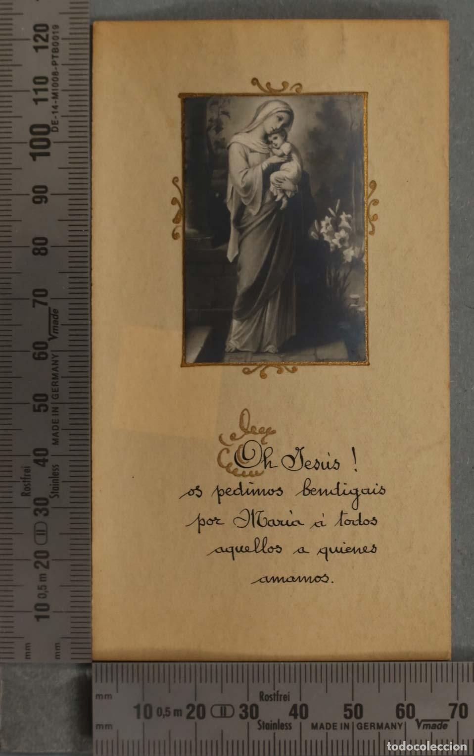 Postales: ESTAMPA. VIRGEN CON EL NI&Ntilde;O. LEYENDA MANUSCRITA