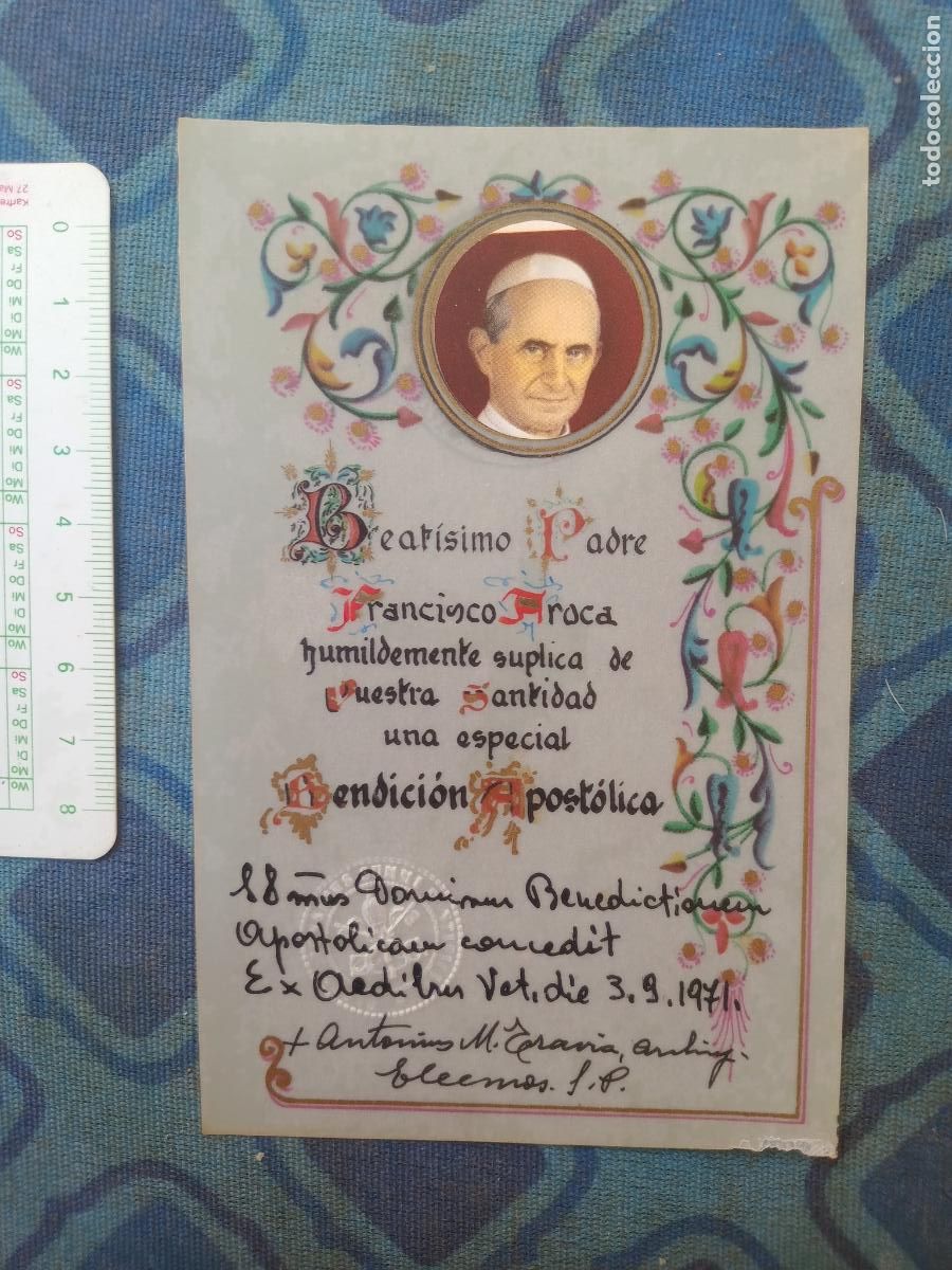 Postales: BEATISIMO PADRE Solicitud de BENDICION APOSTOLICA al Papa PABLO VI
