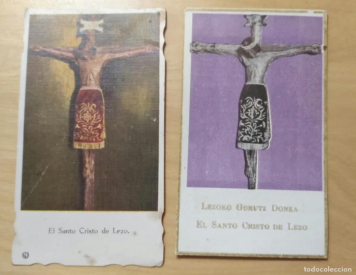 Postales: ESJ 15 Lote dos antiguas estampas El Santo Cristo de Lezo - Imprimatur Episcopus Victoriensis