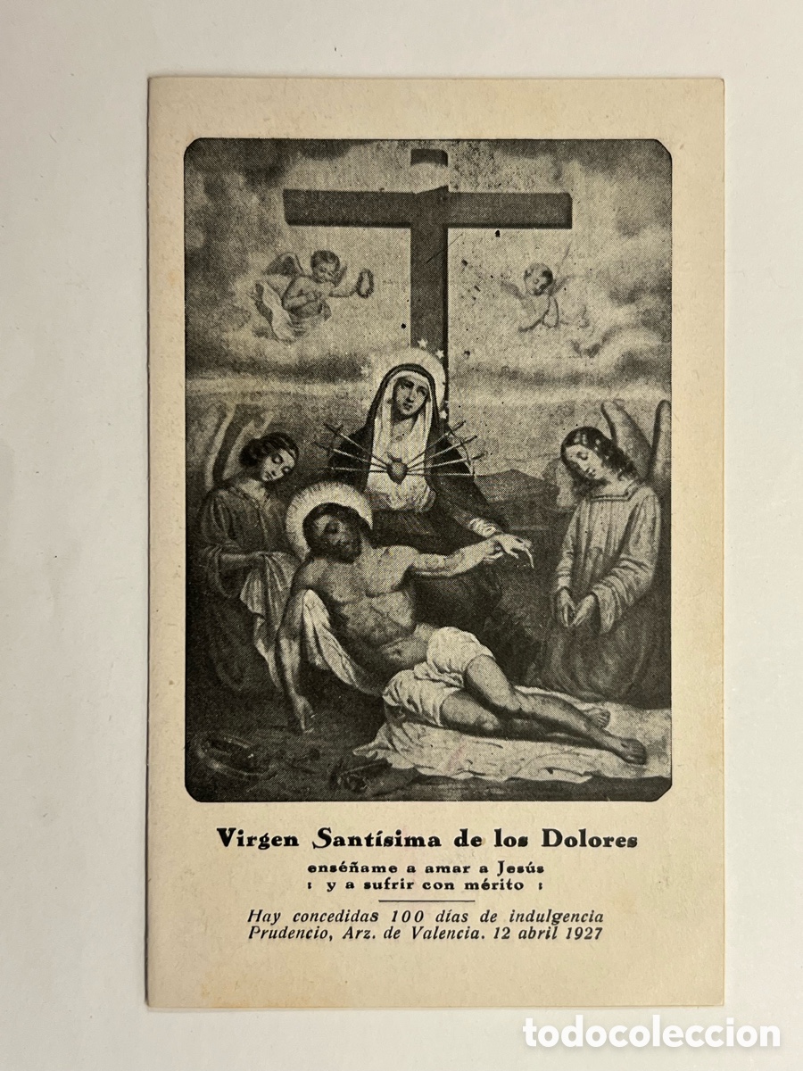 Postales: VALENCIA. Virgen Sant&iacute;sima de los Dolores. Novena a la Sant&iacute;sima Trinidad DIPTICO (a.1927)