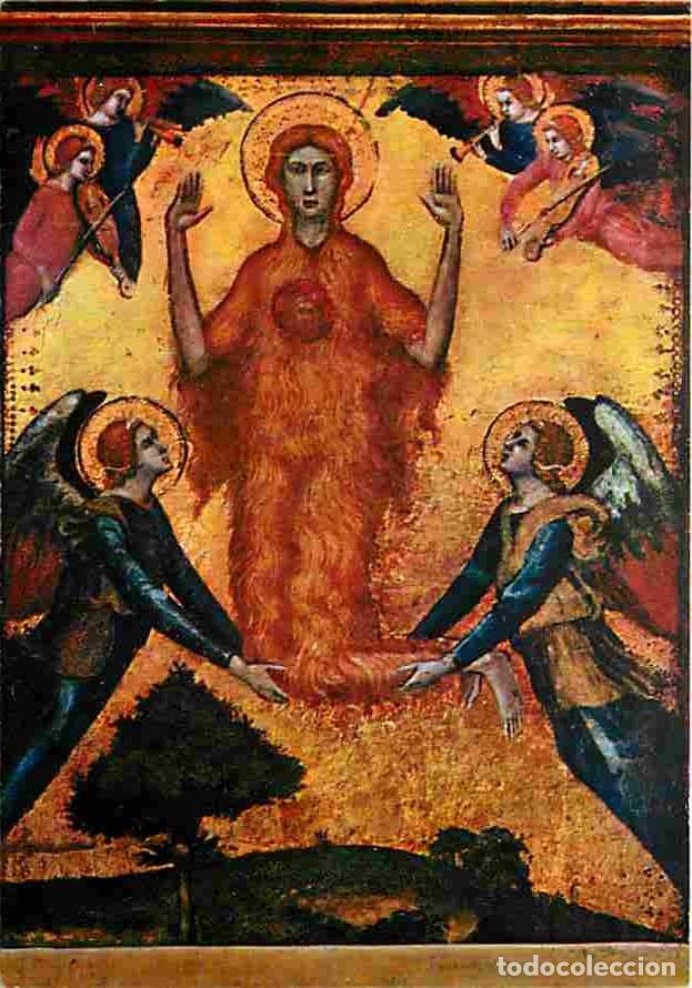 Postales: Art - Peinture Religieuse - Abbaye d'Hautecombe - Ecole Siennoise - Sainte Madeleine et les Anges -