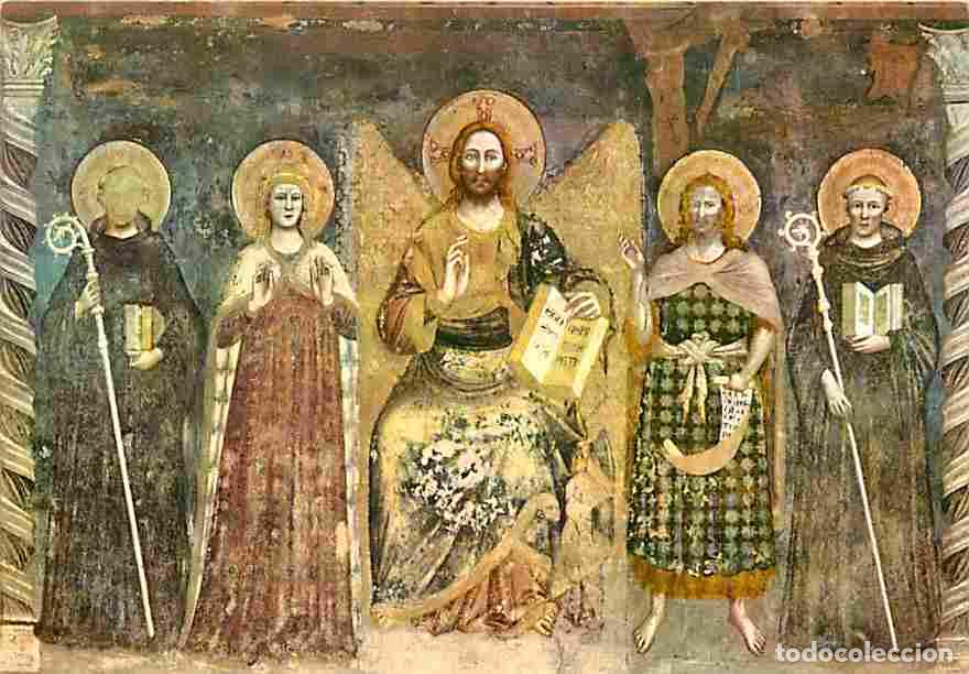 Postkarten: Art - Peinture Religieuse - Ferrara - Abbazia di Pomposa - R&eacute;fectoire - Le Christ la Vierge les Sain