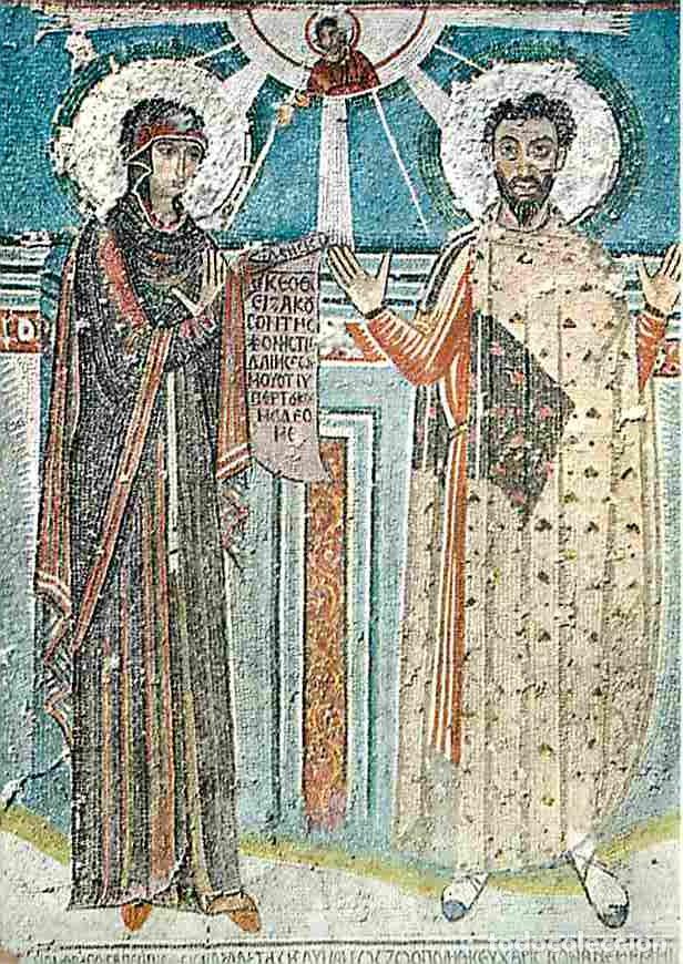 Cartoline: Art - Mosaiques Religieuses - Thessaloniki - Mosaic ot the Virgin and St Theodore - CPM - Voir Scans