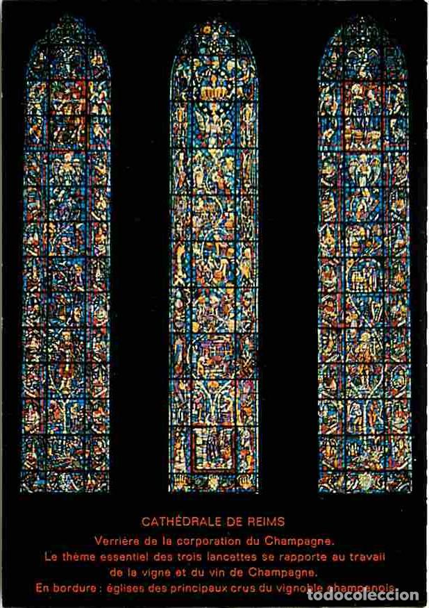 Postales: Art - Vitraux Religieux - Cath&eacute;drale de Reims - Vitrail du Champagne - Oeuvre de Jacques Simon - CPM