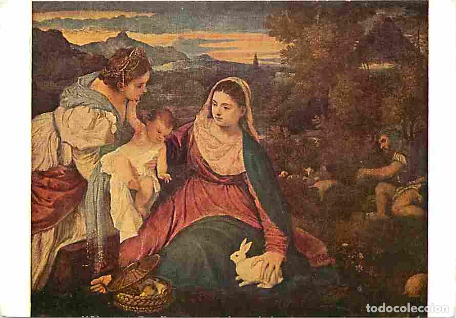 Postais: Art - Peinture Religieuse - Vecelli Tiziano dit Le Titien - La Vierge au lapin - Mus&eacute;e du Louvre - C