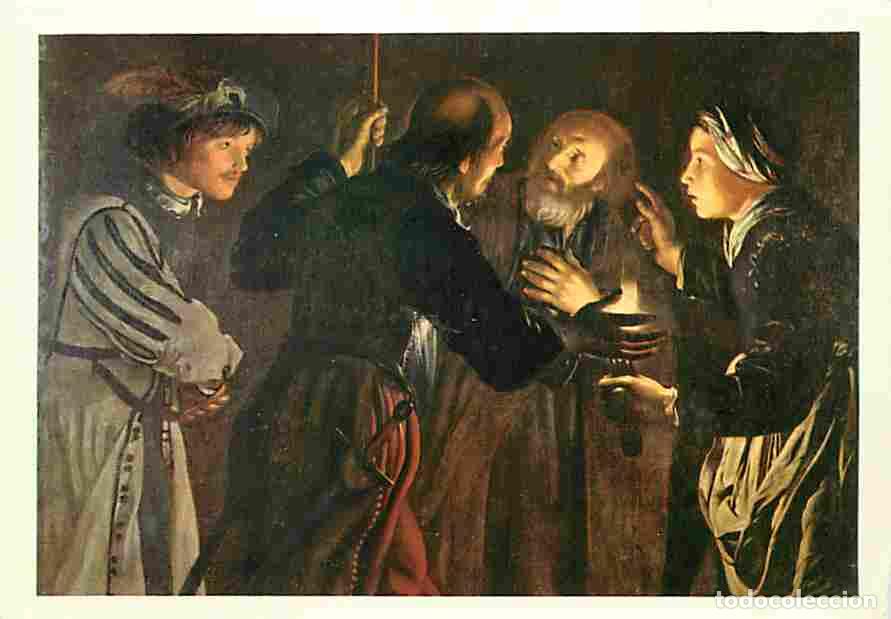 Cartoline: Art - Peinture Religieuse - Georges de la Tour - Le reniement de Saint-Pierre - Carte de la Loterie