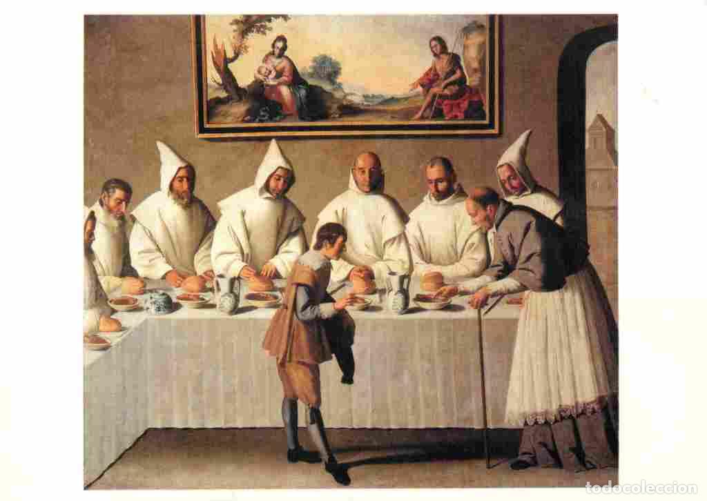 Cartoline: Art - Peinture Religieuse - Francisco de Zurbaran - Saint Hughes au r&eacute;fectoire des Chartreux - CPM -