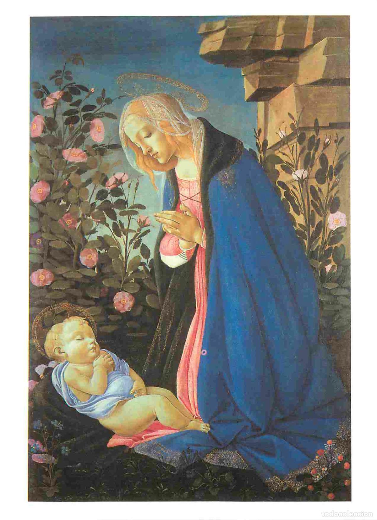 Cartoline: Art - Peinture Religieuse - Sandre Botticelli - The Virgin Adoring the Sleeping Christ Child - Natio