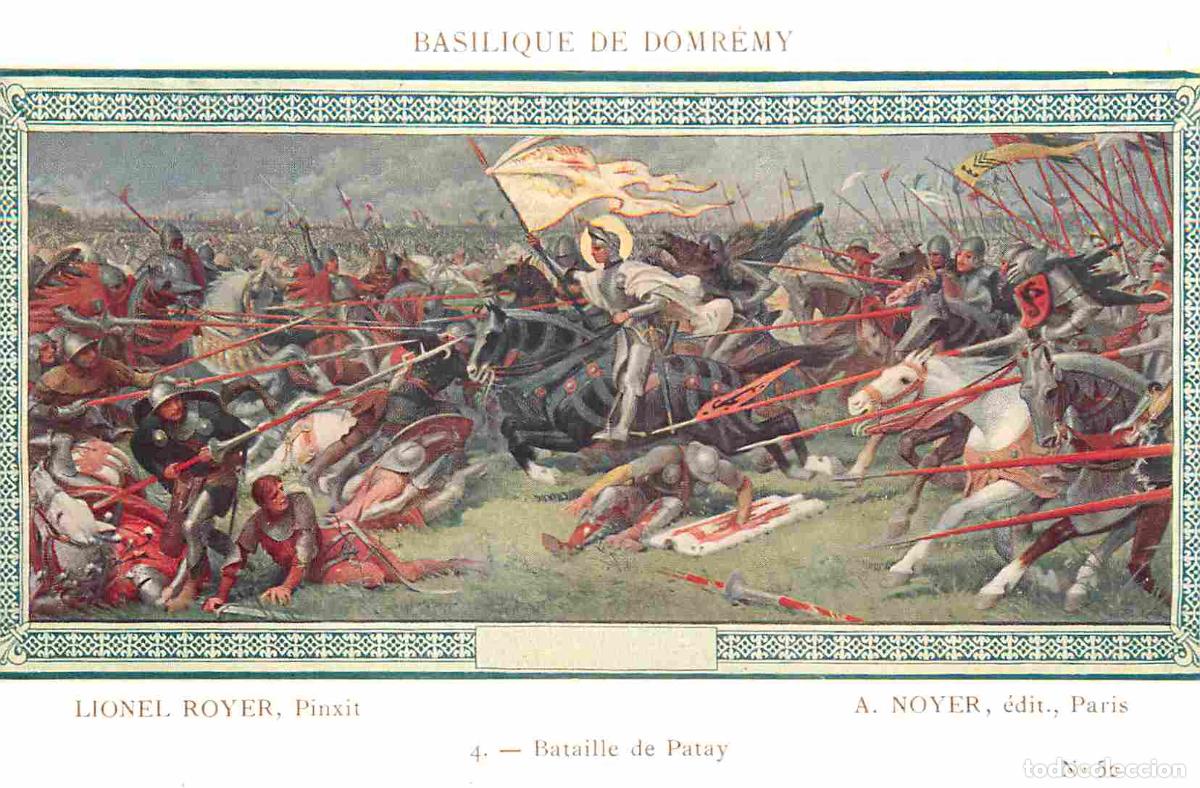 Postais: Art - Peinture Religieuse - Lionel Royer - Basilique de Domr&eacute;my - 4 - Bataille de Patay - Luxochromi