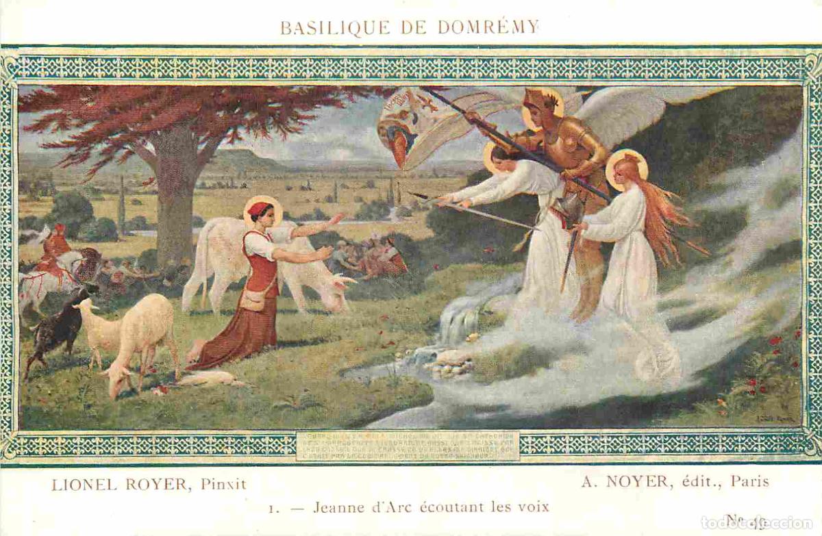 Postkarten: Art - Peinture Religieuse - Lionel Royer - Basilique de Domr&eacute;my - 1 - Jeanne d'Arc &eacute;coutant les voix