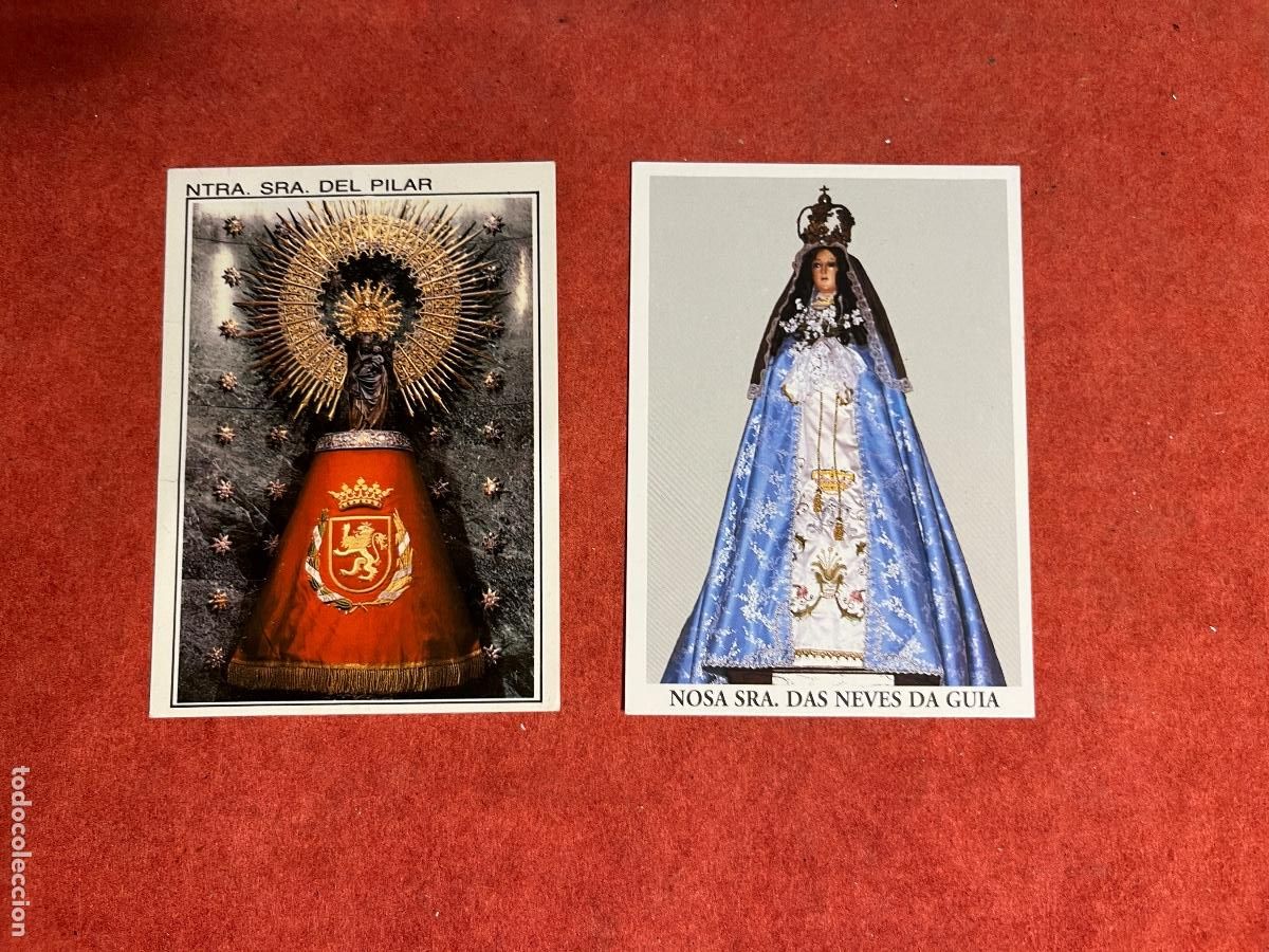 Postcards: Lote 2 postales religiosas antiguas &ndash; Virgen das Neves (Galicia) y Virgen del Pilar (Zaragoza)