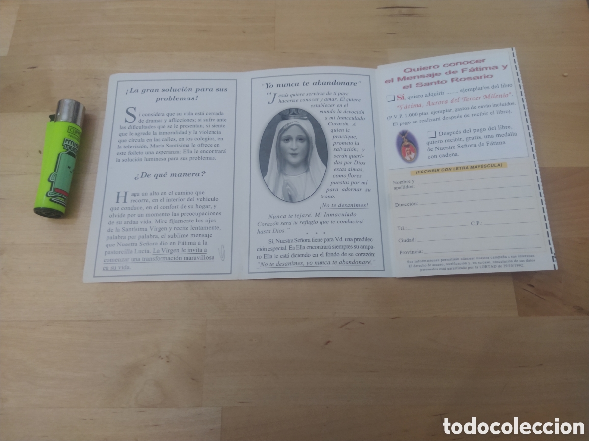 Postales: ESTAMPA TR&Iacute;PTICO VIRGEN DE F&Aacute;TIMA - Foto 2