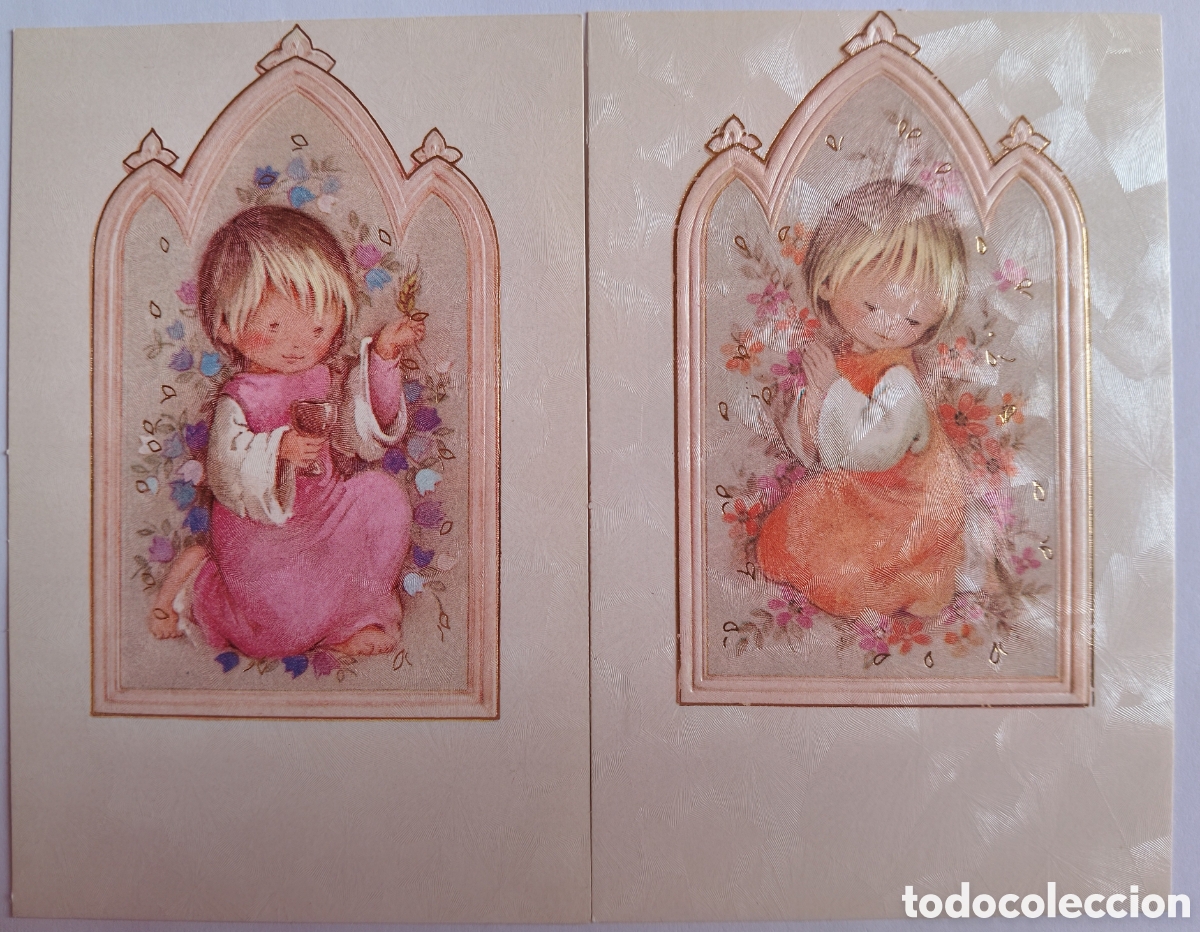 Postales: LOTE 2 RECORDATORIOS COMUNI&Oacute;N - MAR&Iacute;A - SIN IMPRIMIR - Foto 1