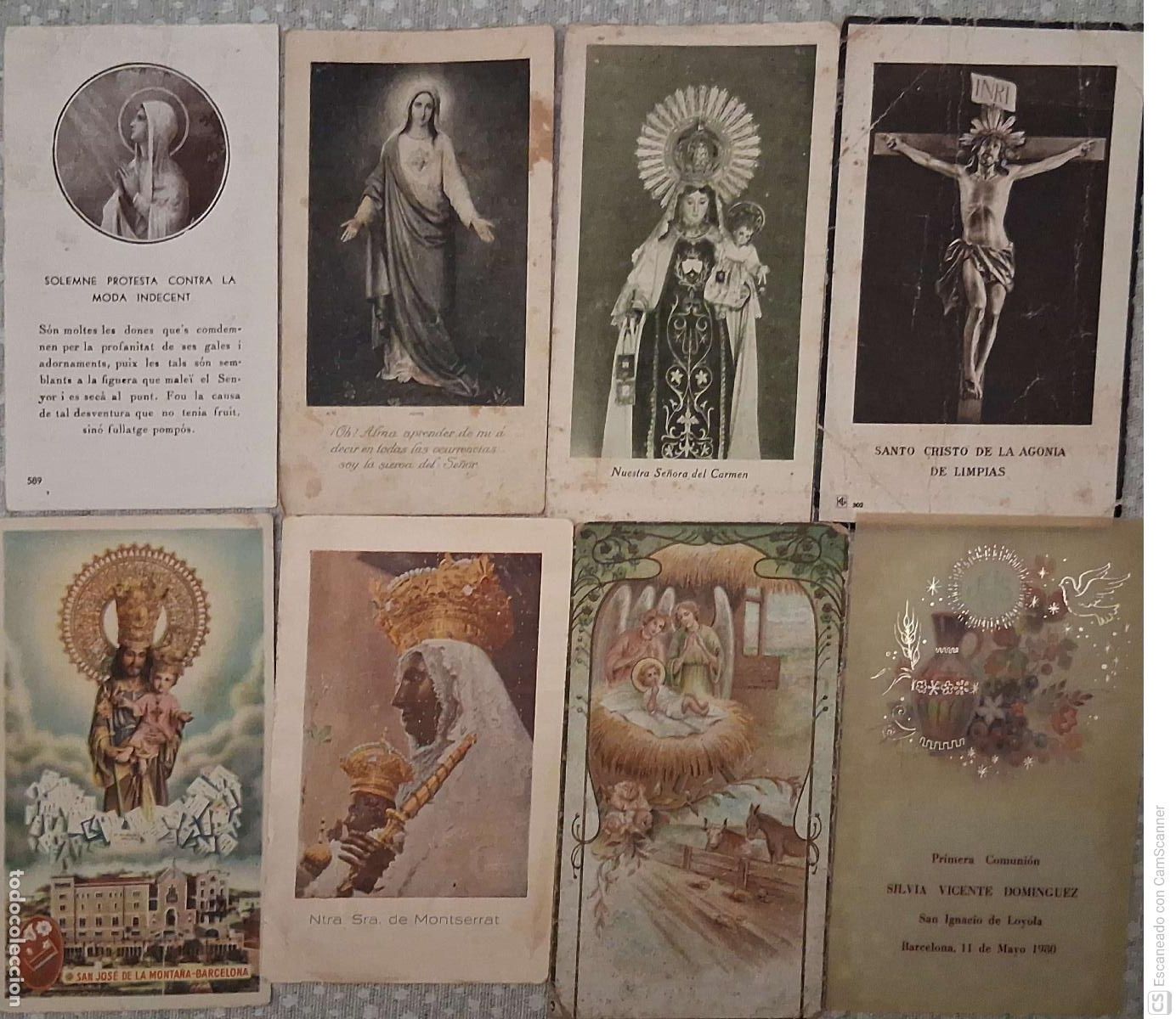 Cartes Postales: 8 Estampas religiosas, la mayor&iacute;a con oraciones en el dorso. Tama&ntilde;o: 8 x 11 cm aproximadamente. V