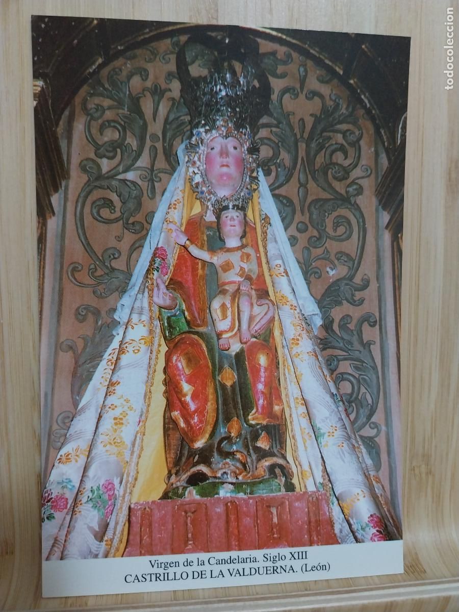 Cartoline: CASTRILLO DE LA VALDUERNA VIRGEN DE LA CANDELARIA LEON TARJETA TAMA&Ntilde;O POSTAL ORIGINAL A&Ntilde;OS 80 90