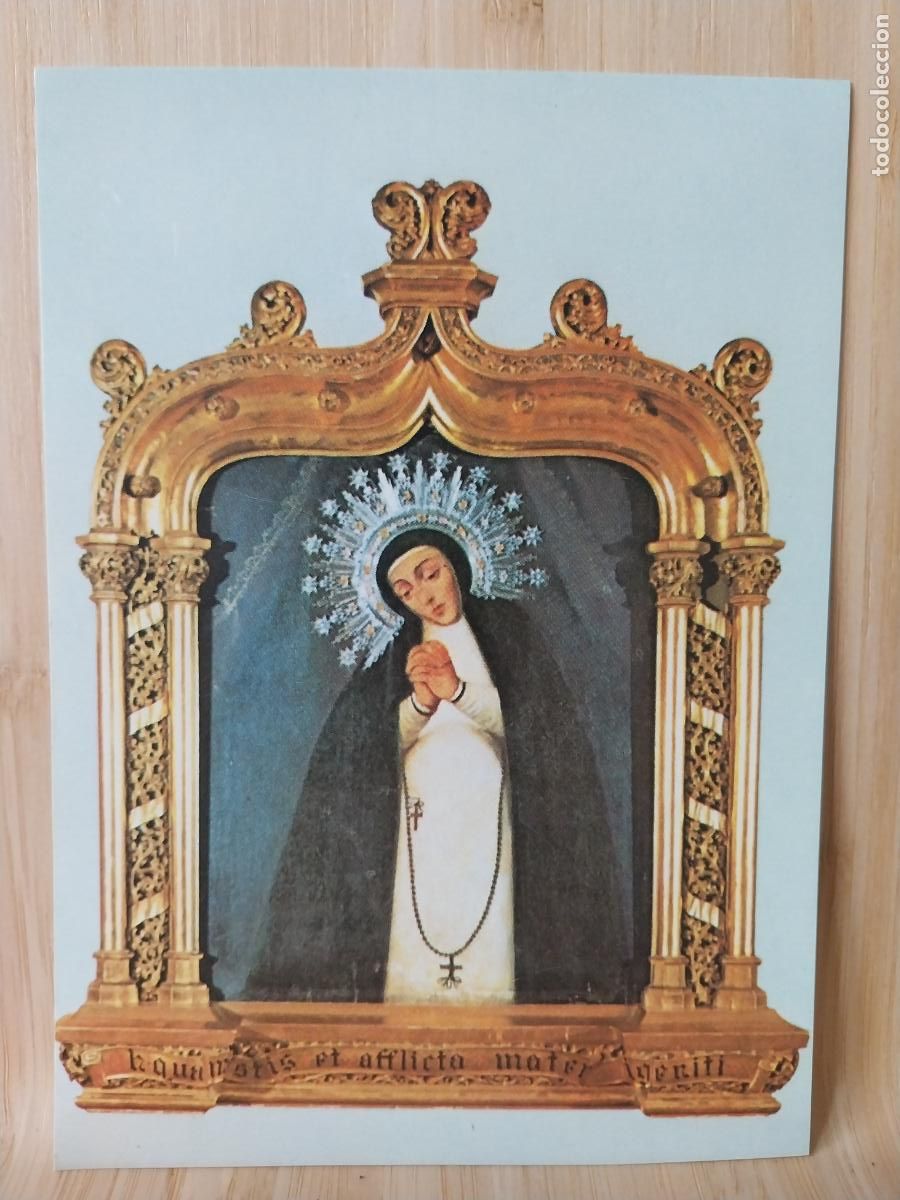 Postales: VIRGEN ORANDO CON ROSARIO IMAGEN NTRA SE&Ntilde;ORA ESTAMPA DORSO BLANCO TAMA&Ntilde;O POSTAL