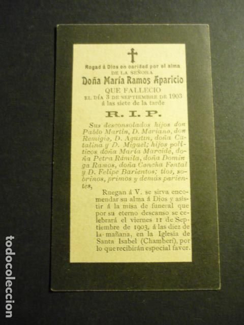 Postales: RECORDATORIO DEFUNCION 1903 - Foto 2