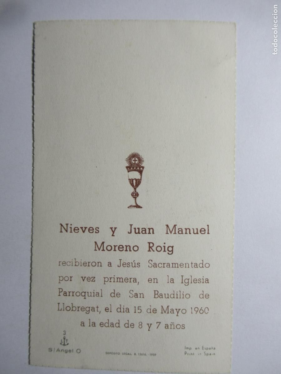 Postales: Recordatorio comuni&oacute;n 1960 - Foto 2