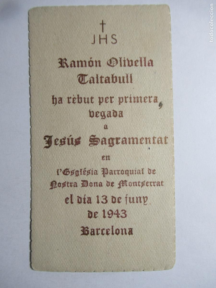 Postales: Recordatorio comuni&oacute;n 1943 - Foto 2