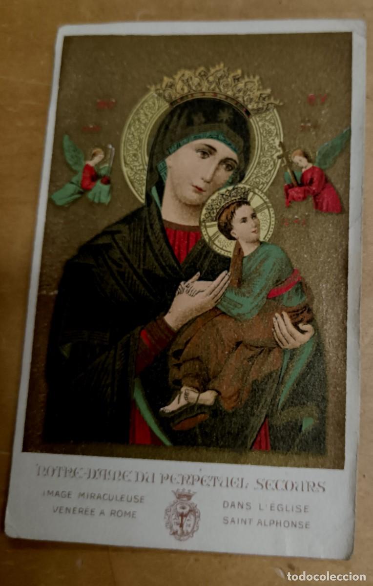 Postales: ESTAMPA NOTRE DAME DU PERPETUEL SECOURS 11X7 CM. ORACI&Oacute;N EN REVERSO EN FRANC&Eacute;S