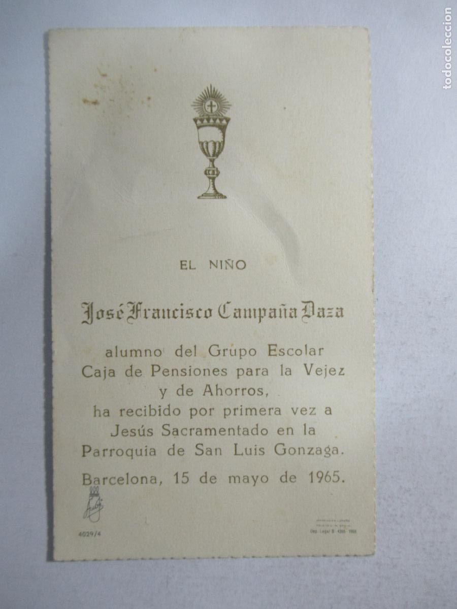 Postales: Recordatorio primera comuni&oacute;n 1965 - Foto 2
