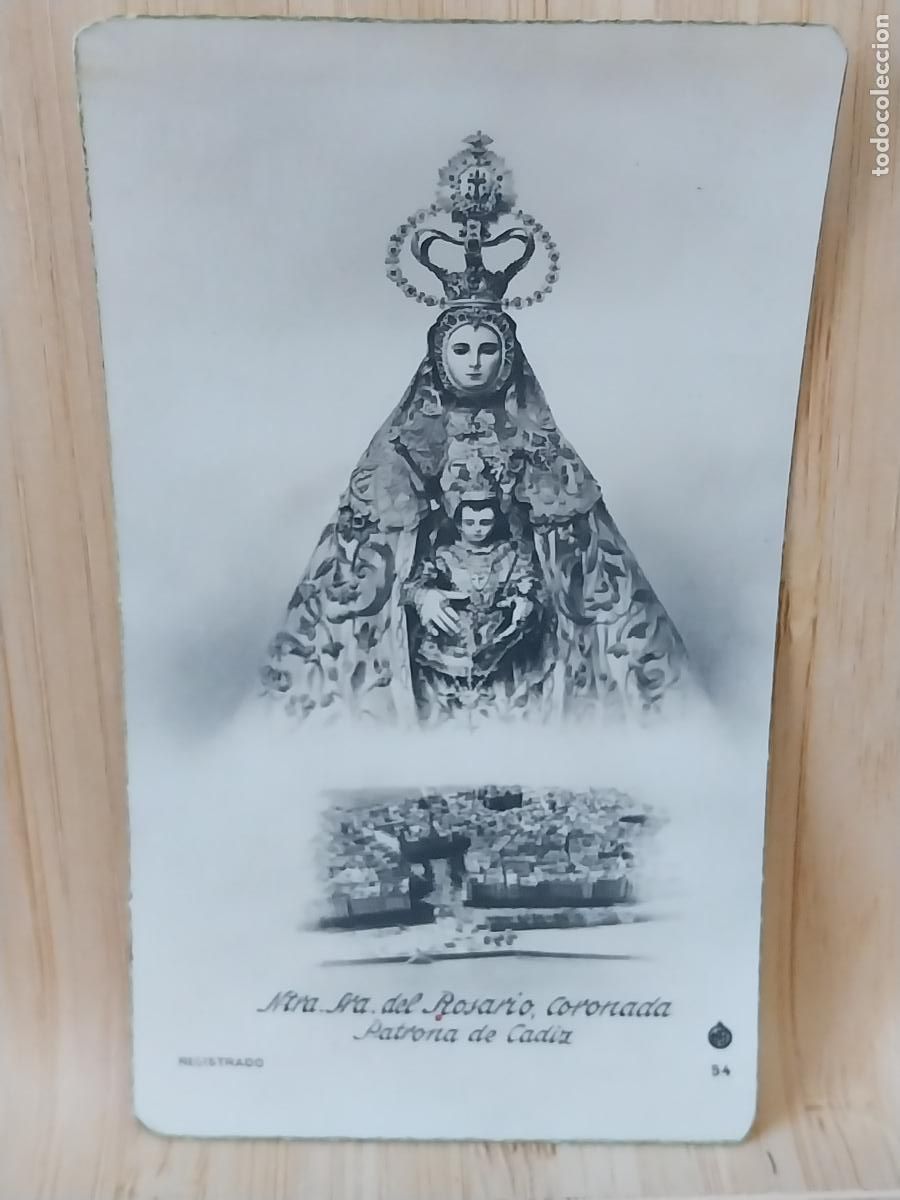 Postales: VIRGEN ROSARIO CADIZ NTRA SRA RECORDATORIO 9,5X5.6CMS ORIGINAL ANTIGUA