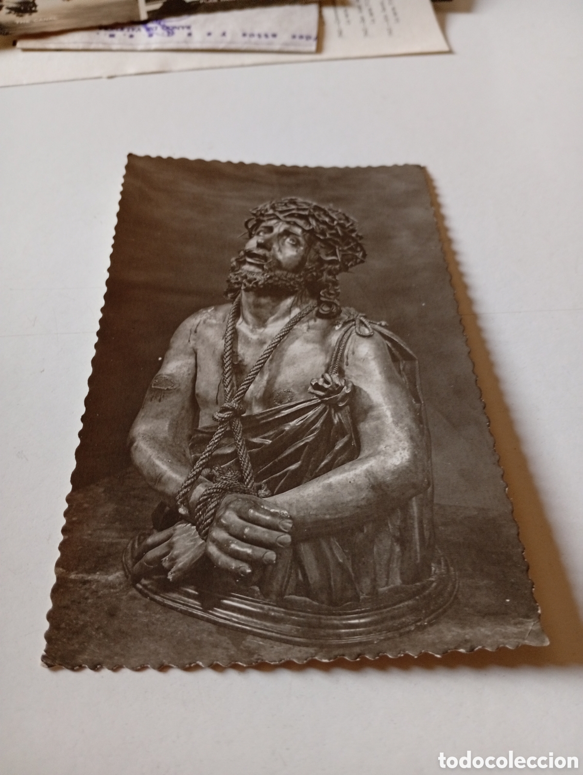 Postales: Postal antigua Zaragoza talla de madera Jesucristo