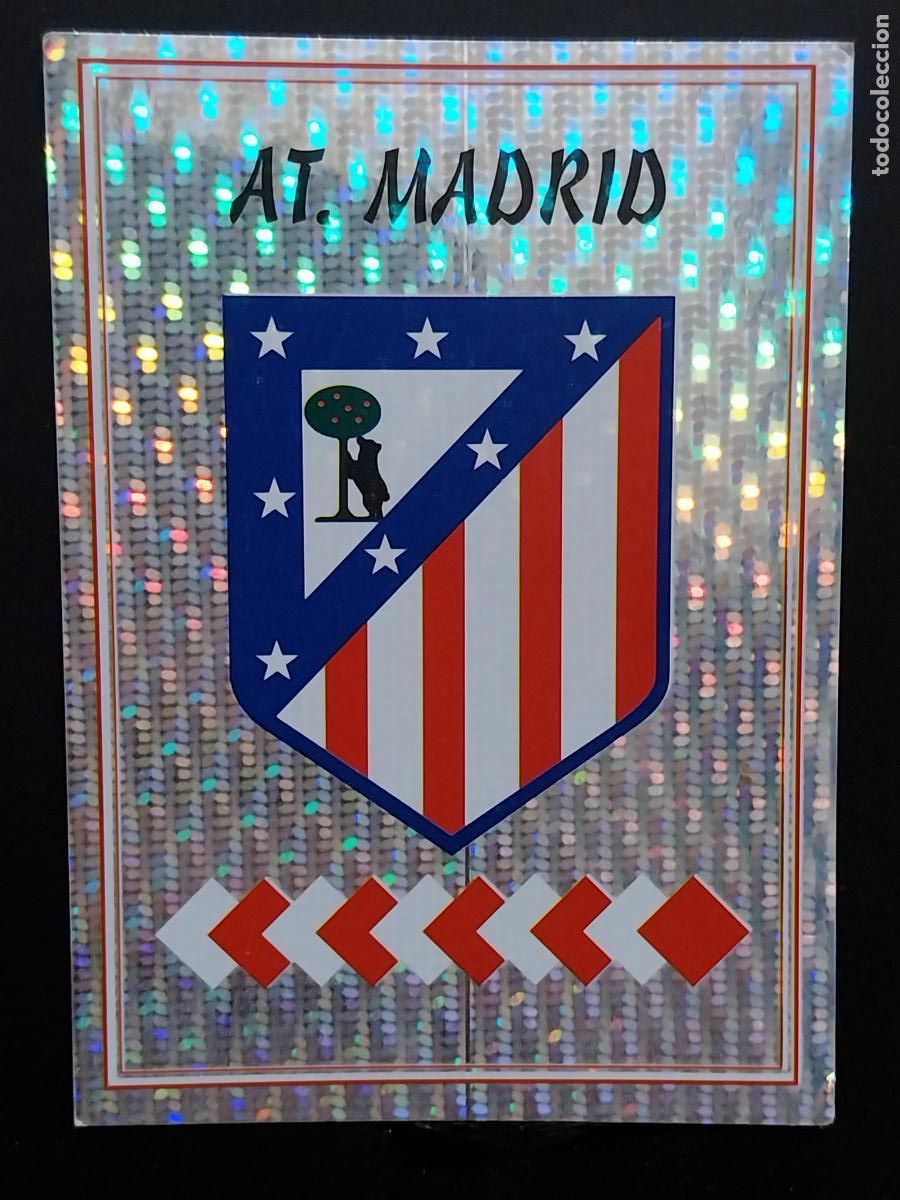 Postales: ATLETICO AT MADRID ESCUDO BRILLANTE LIGA 1997 97 98 PANINI CROMO LETRA E SIN PEGAR NUNCA ORIGINAL **