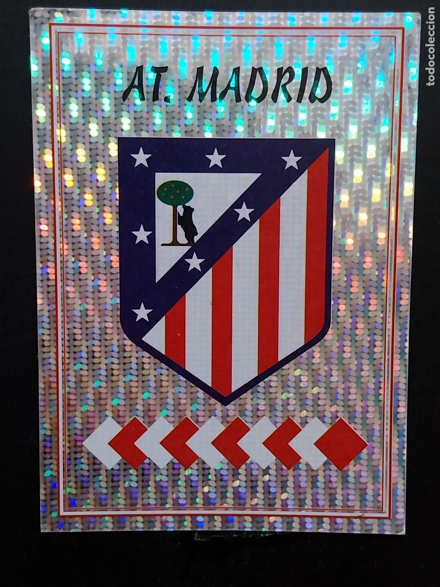 Postales: ATLETICO AT MADRID ESCUDO BRILLANTE LIGA 1997 97 98 PANINI CROMO LETRA E SIN PEGAR NUNCA ORIGINAL *