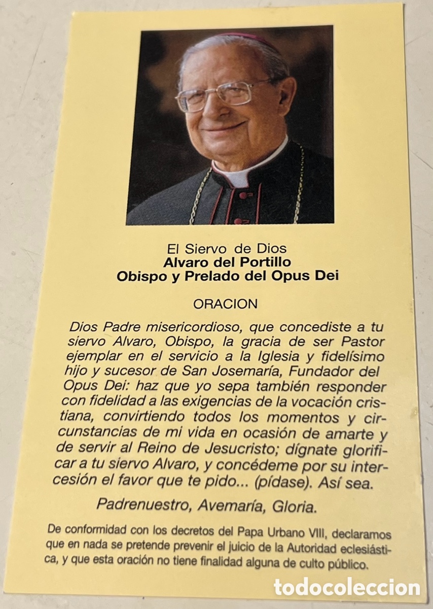 Postales: Estampa Religiosa. Y Oraci&oacute;n. &Aacute;lvaro Portillo Obispo y Prelado del Opus Dei. 2004.