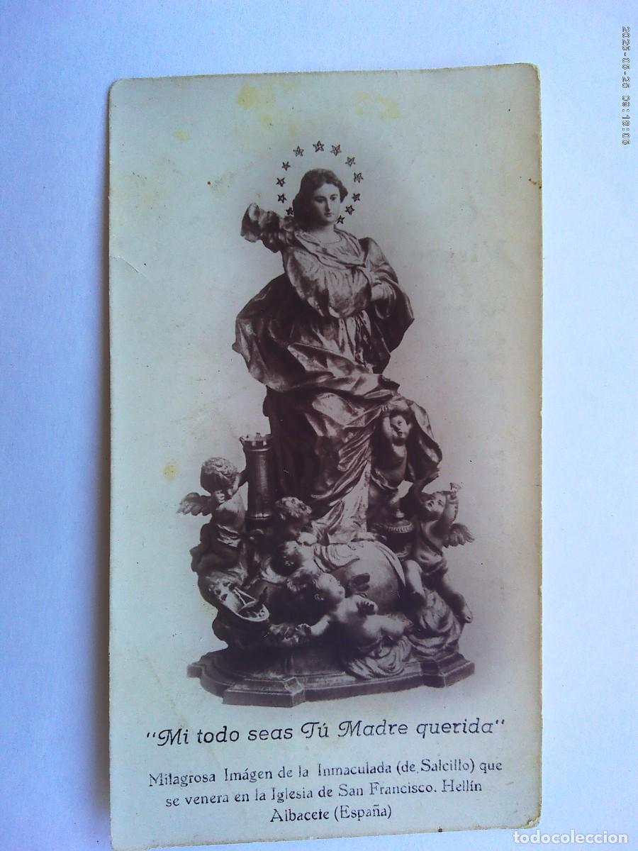 Postales: ESTAMPA FOTOGRAFICA DE LA INMACULADA DE SALCILLO , IGLESIA DE S. FRANCISCO DE HELLIN ( ALBACETE )
