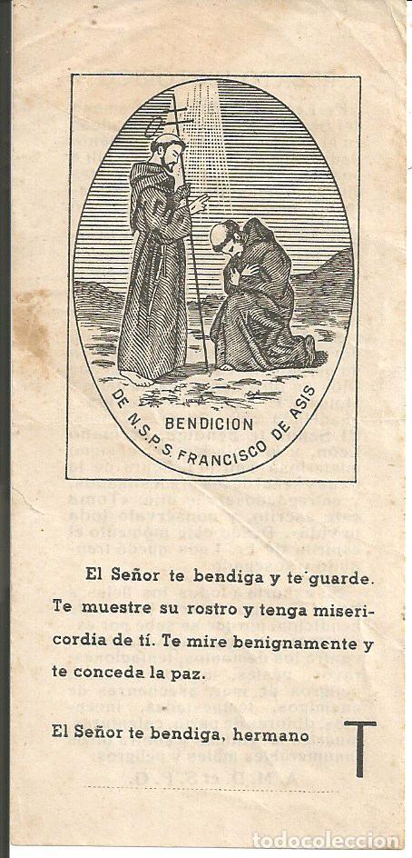 Postales: ESTAMPA BENDICION DE SAN FRANCISCO DE AS&Iacute;S, CON ORACI&Oacute;N Y RELATO HISTORICO