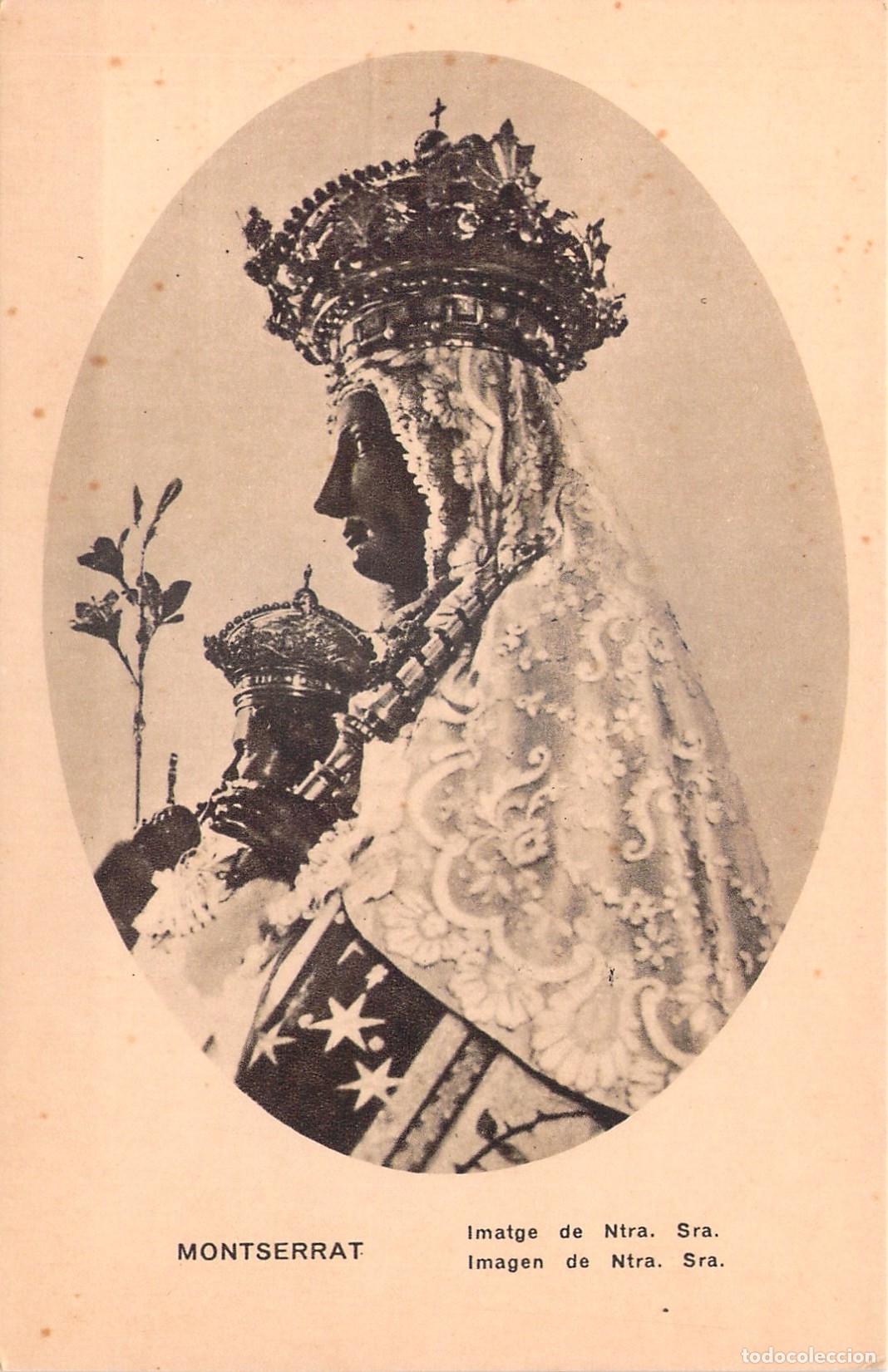 Postales: Postal Virgen de Montserrat La Moreneta Huecograbado Mumbr&uacute;