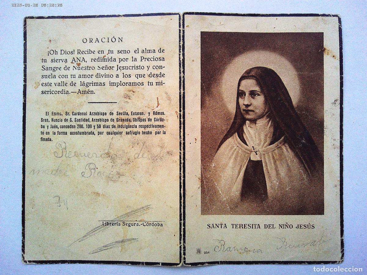 Postais: RECORDATORIO DE RELIGIOSA ? FALLECIDA EN CORDOBA EN 1934 ( OCULTA SU CONDICION DE RELIGIOSA ?)