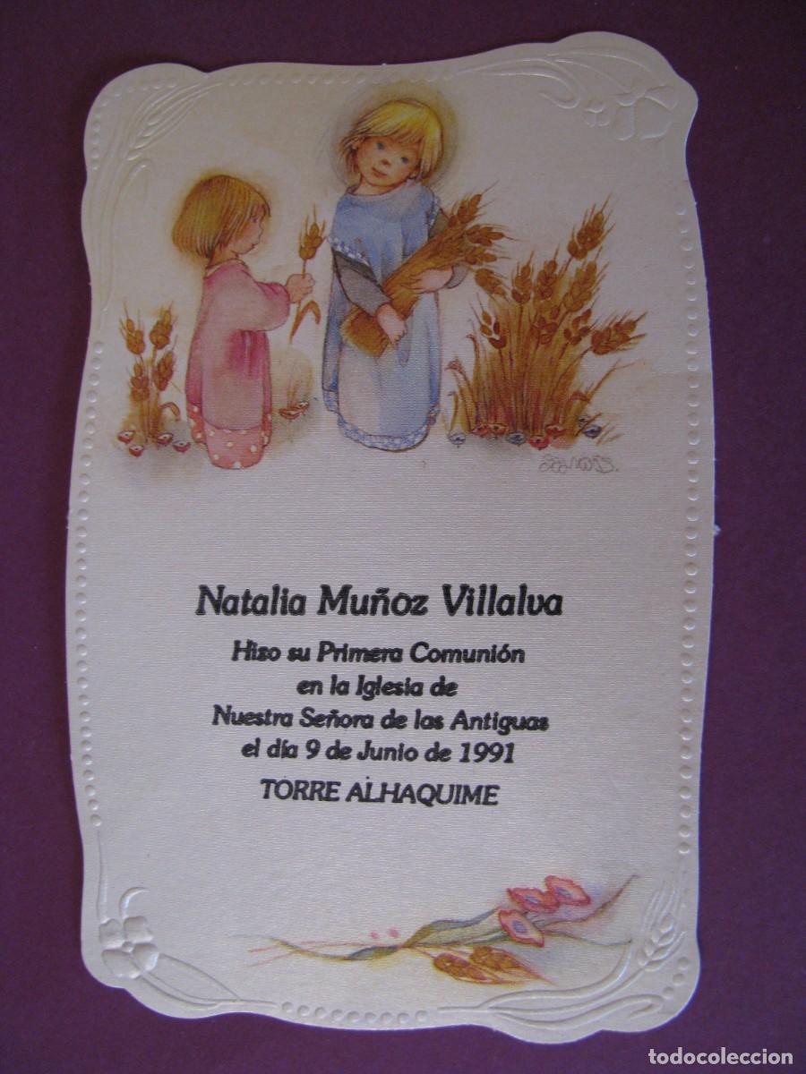 Postales: RECORDATORIO DE LA PRIMERA COMUNI&Oacute;N. IL. SALMONS. TORRE ALHAQUIME 1991. 11,5X7,5 CM