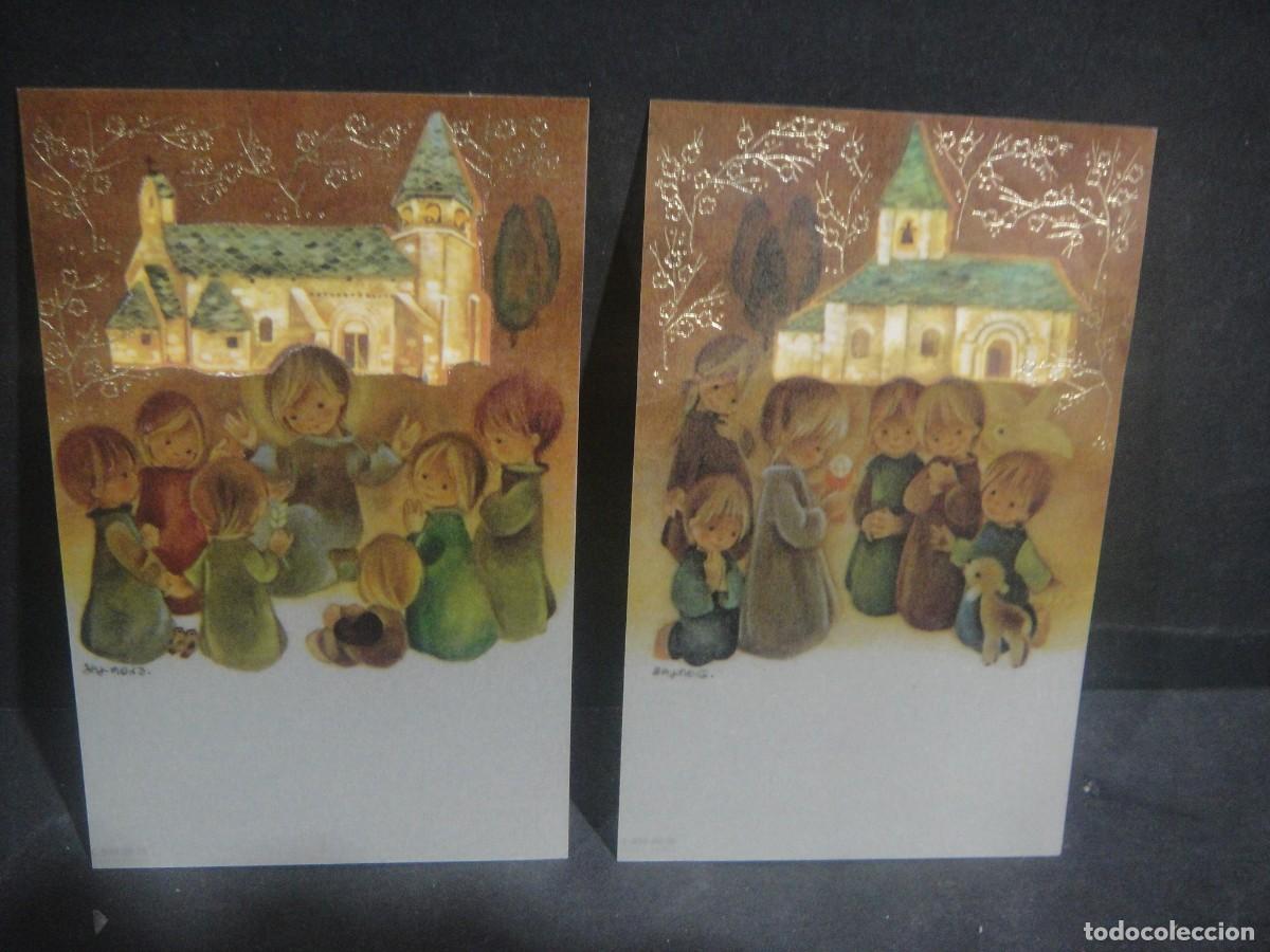 Postales: 2 recordatorios de 1&ordf; comunion - en acetato , ilustra salmons