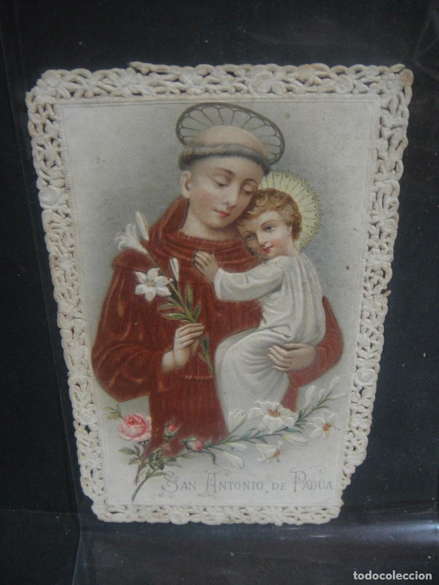 Postales: estampa de san antonio de padua , puntilla , calada