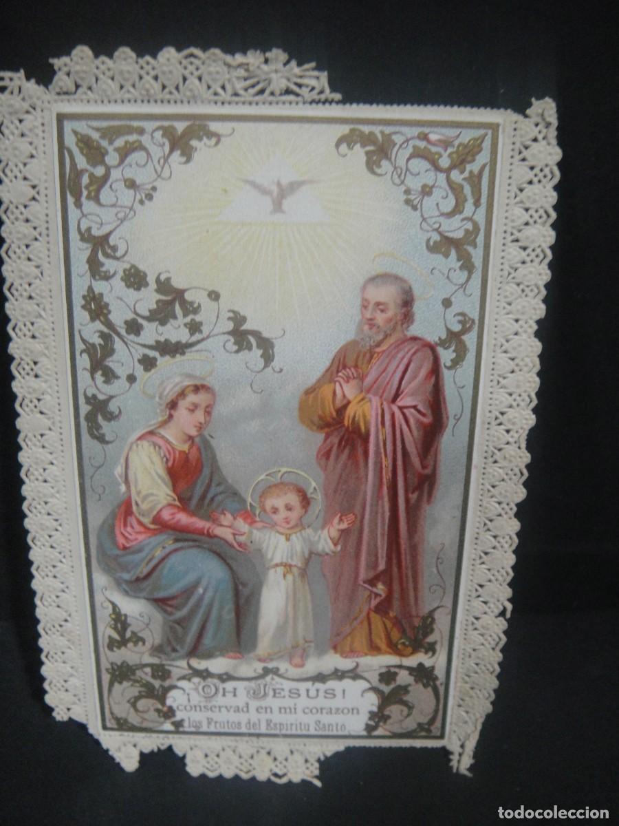 Postales: estampa sagrada familia , puntilla , calada