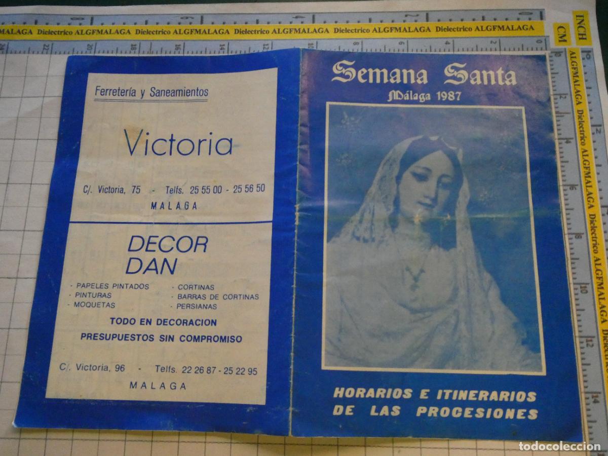 Postales: RECORDATORIO RELIGIOSO SEMANA SANTA M&Aacute;LAGA. ITINERARIOS PROGRAMA HORARIOS 1987. 1684