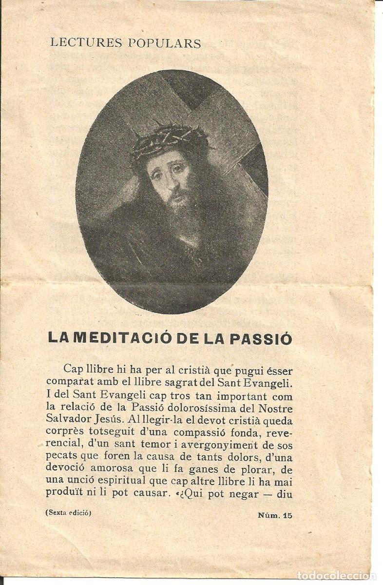 Postales: LA MEDITACI&Oacute; DE LA PASSI&Oacute; - LECTURES POPULARS N&ordm; 15 - FOMENT DE LA PIETAT, EDIT. BALMES, DIPTIC