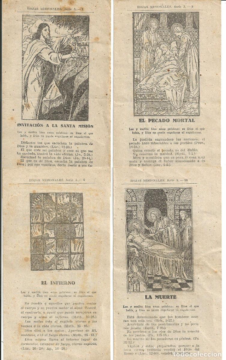Postales: LOTE 4 HOJAS MISIONALES ANTIGUAS, SERIE A - N&ordm;s. 1, 3, 6, 10 - DIPTICAS, GRAFICAS CLARET, BARCELONA