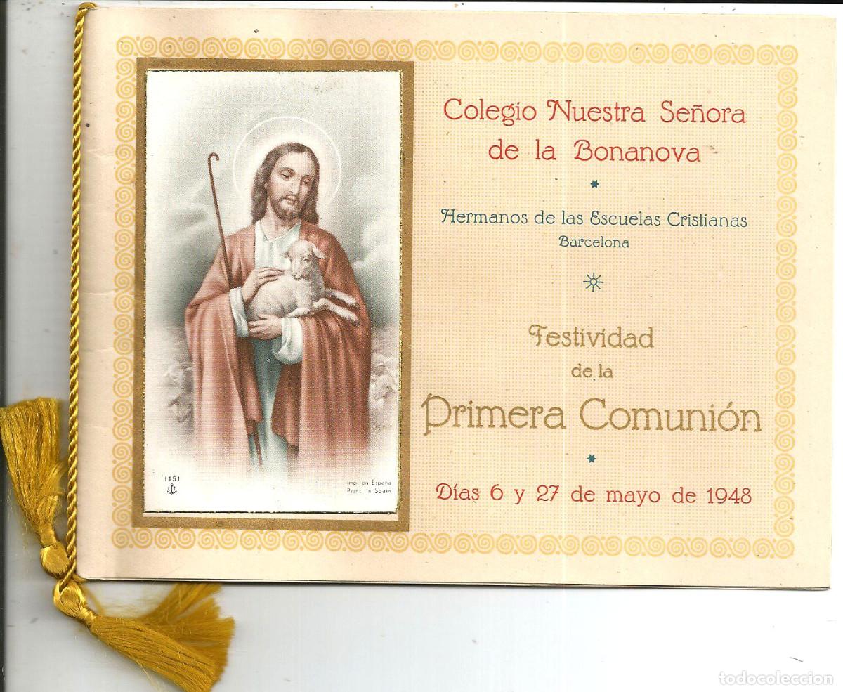 Postales: RECUERDO PRIMERA COMUNI&Oacute;N ALUMNOS COLEGIO NTRA. SRA. DE LA BONANOVA, BARCELONA 1948 (8 PGS)
