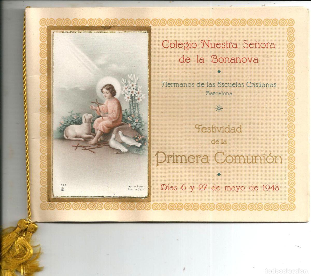 Postales: RECUERDO PRIMERA COMUNI&Oacute;N ALUMNOS COLEGIO NTRA. SRA. DE LA BONANOVA, BARCELONA 1948 (8 PGS)