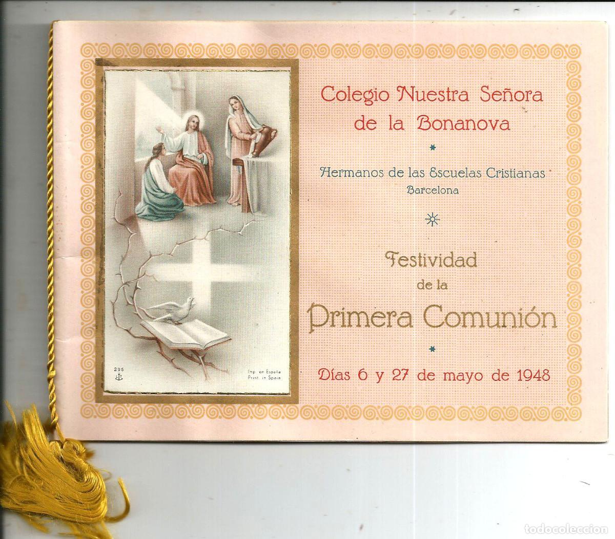 Postales: RECUERDO PRIMERA COMUNI&Oacute;N ALUMNOS COLEGIO NTRA. SRA. DE LA BONANOVA, BARCELONA 1948 (8 PGS)