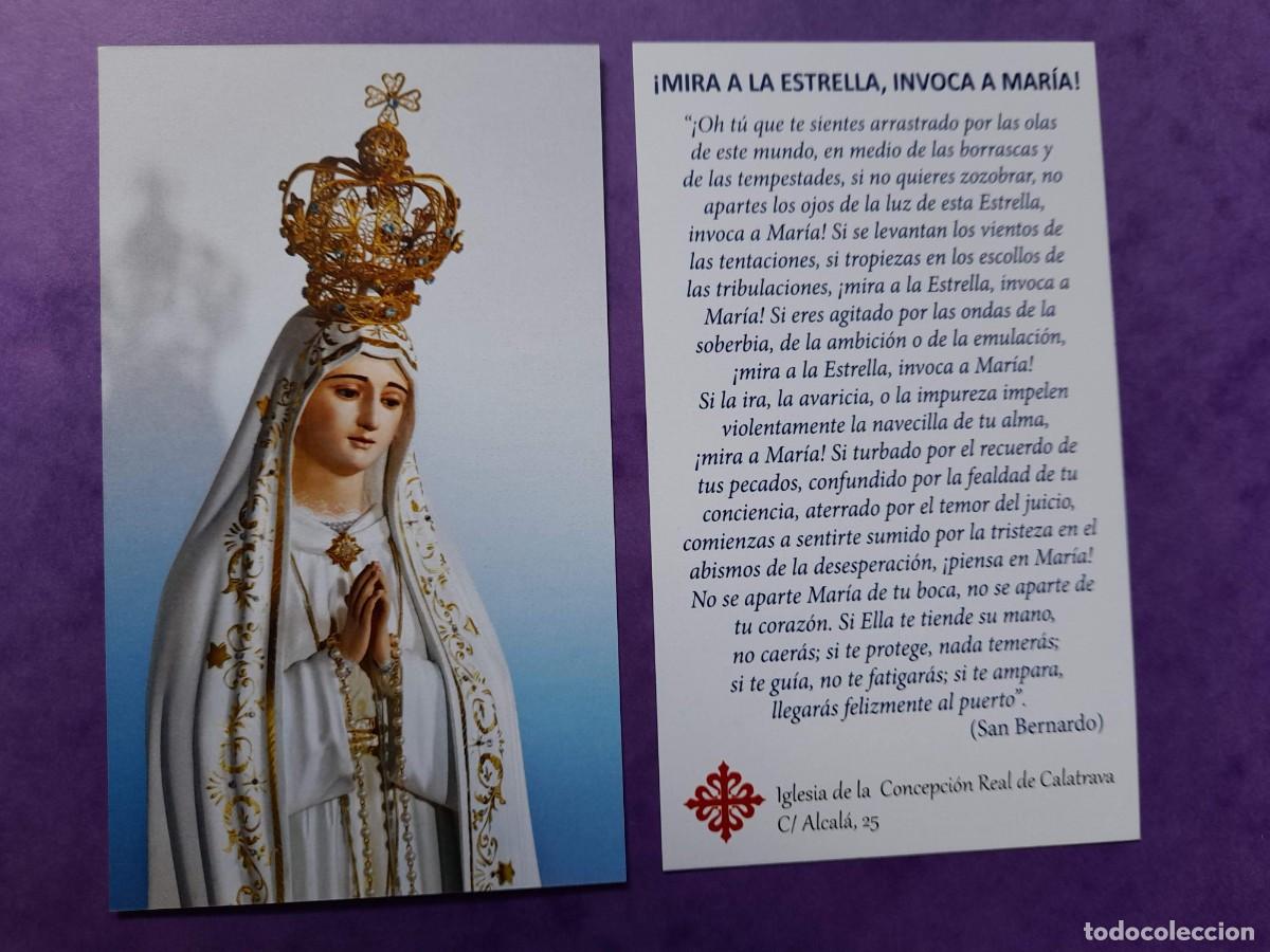 Postales: Estampa Oracion San Bernardo Mira a la Estrella Invoca a Maria Estampa Virgen de Fatima