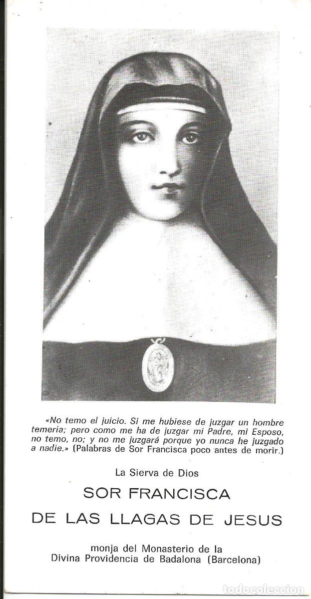 Postales: ESTAMPA *SOR FRANCISCA DE LAS LLAGAS DE JES&Uacute;S* MONJA MONASTERIO DIVINA PROVIDENCIA (BADALONA)