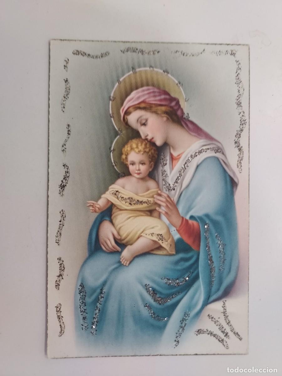 Postales: POSTAL VIRGEN MARIA NI&Ntilde;O JESUS. CON BRILLANTE. ANCLA LT 1191 PACIS. ESCRITA